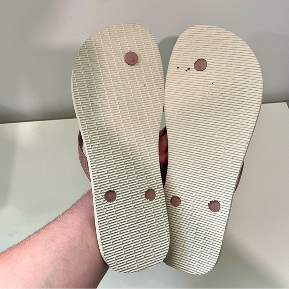 Havaianas Flip Flops Pink and Cream Stripe Size 11/12 (41/42) - Picture 2 of 4